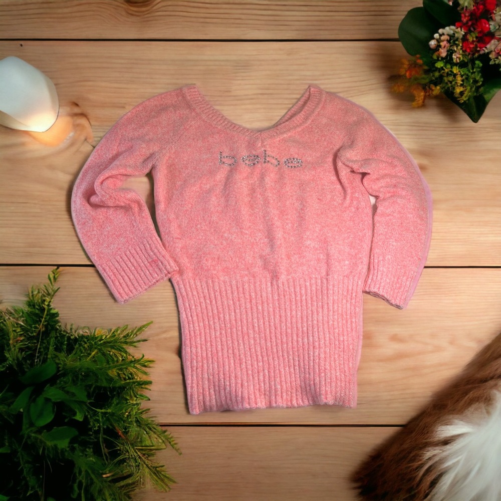 Bebe logo sweater fuchsia women's xl